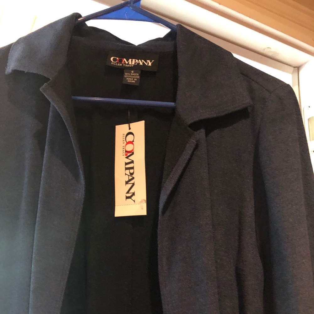 Ellen Tracy Beautiful soft light blue long jacket.